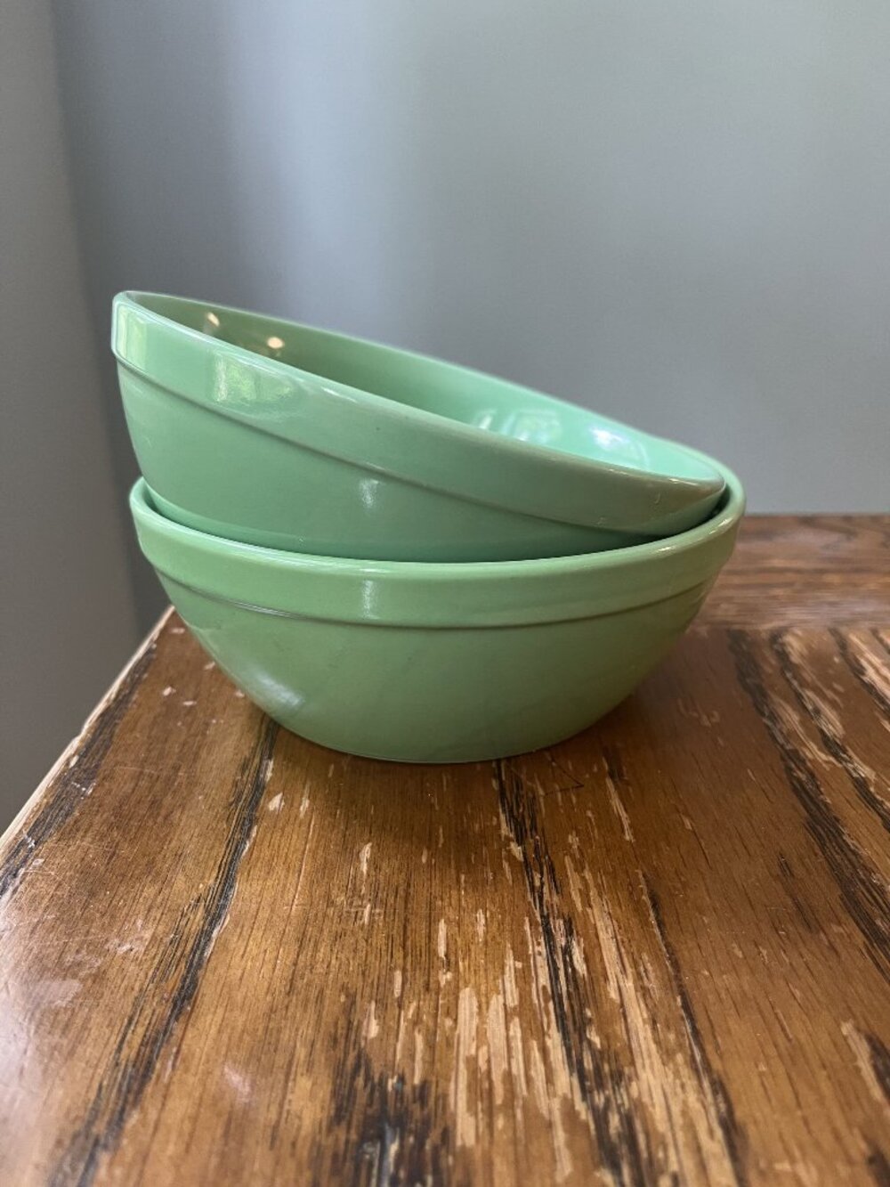 Set Of Two Vintage Green Ceramic Bowls 5"